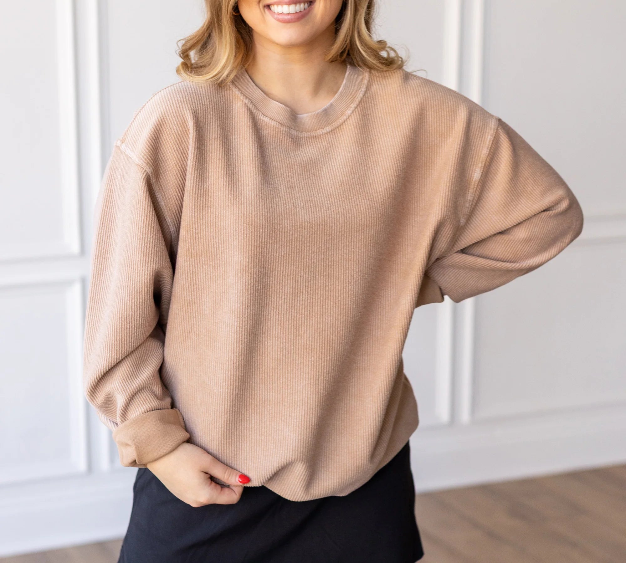 Neutral Luxe Corded Crew