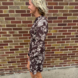 Front Tie Puff Long Sleeve Floral Mini Dress