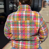 Vintage Plaid Quilted Jacket w/Pockets