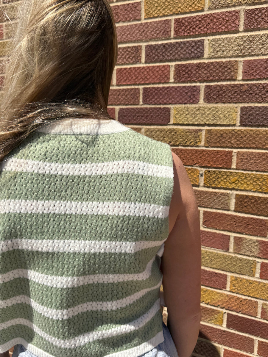 Textured Stripe Side Tie Vest