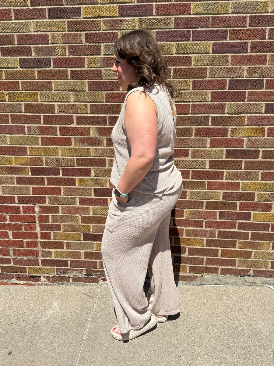Wide Leg Pant w/Ribbed Hem