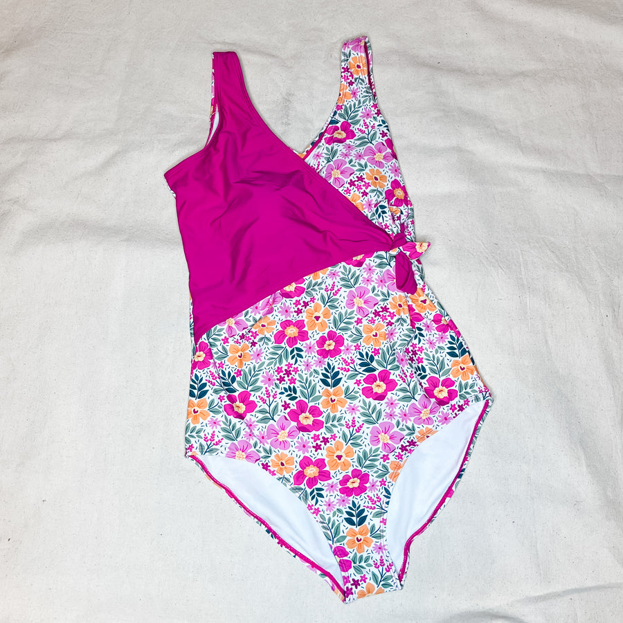 Pink Floral One Piece Swimsuit