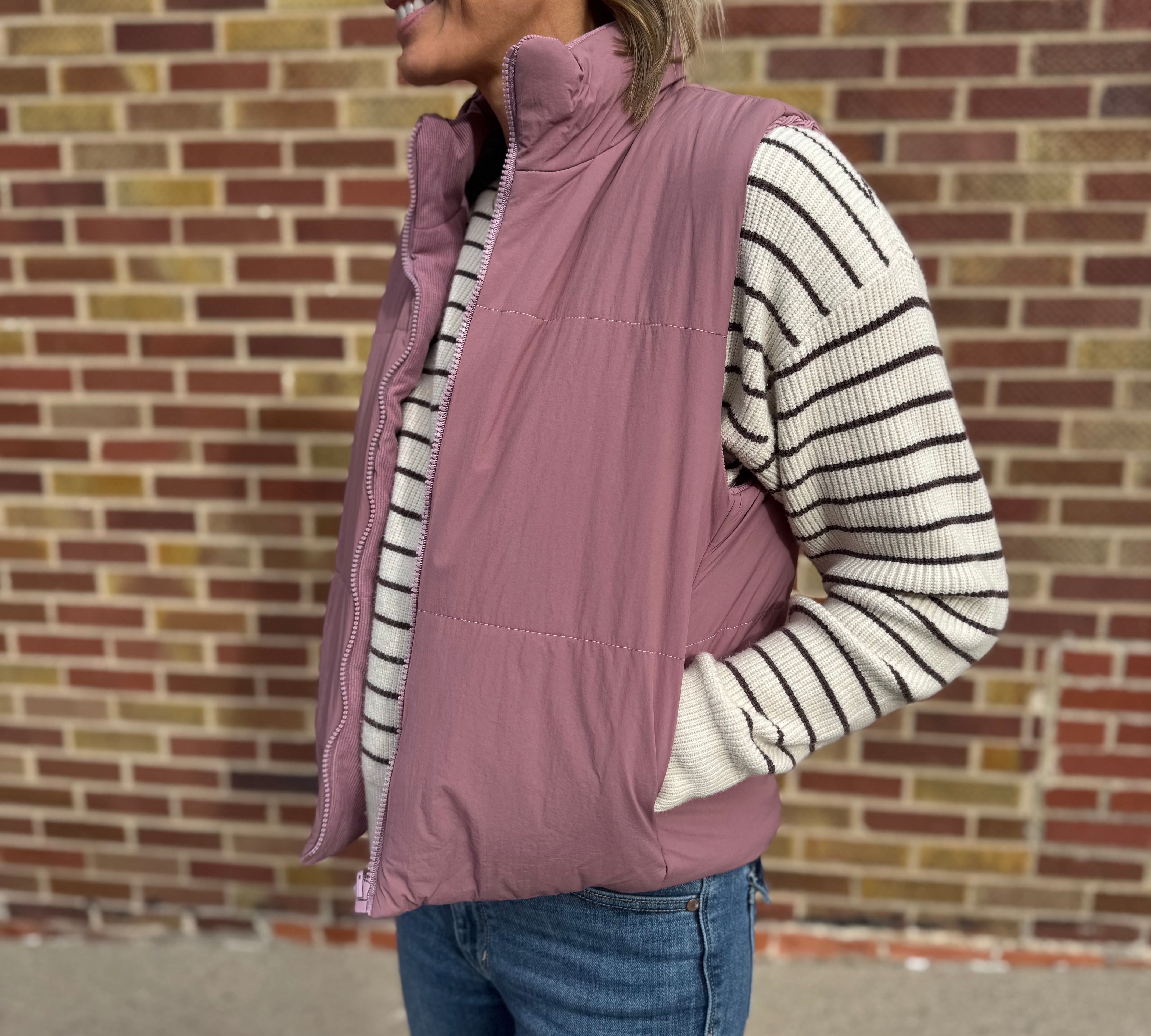 Corduroy Reversible Puffer Vest