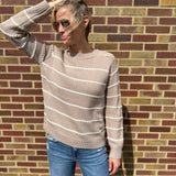 Striped Stitch Textured Pullover Sweater