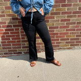 Black Mid Rise Super Soft Crop Flare Vervet Jeans