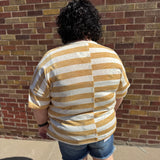 Plus Heather Striped V-Neck Top
