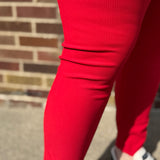 Plus Nylon Ribbed Leggings