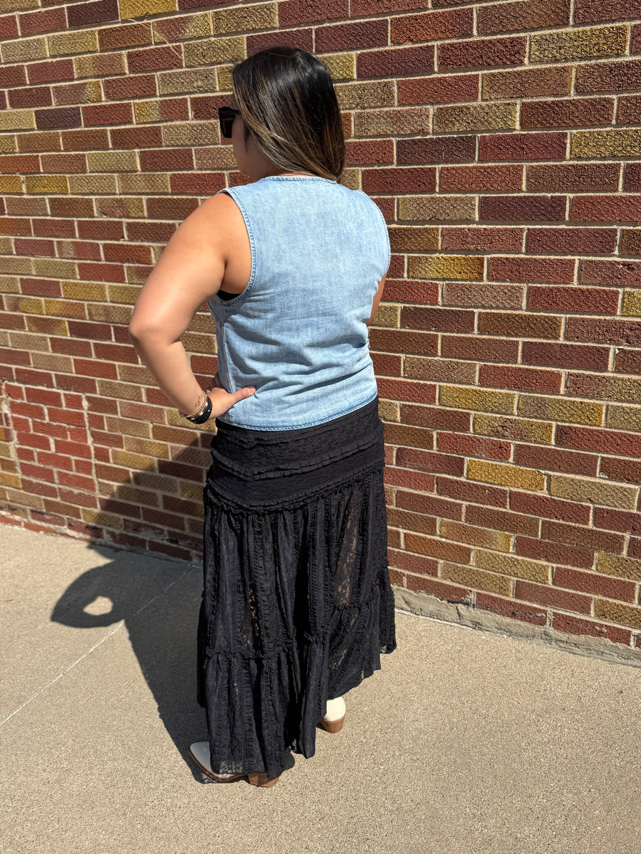 Black Lace Tiered Skirt