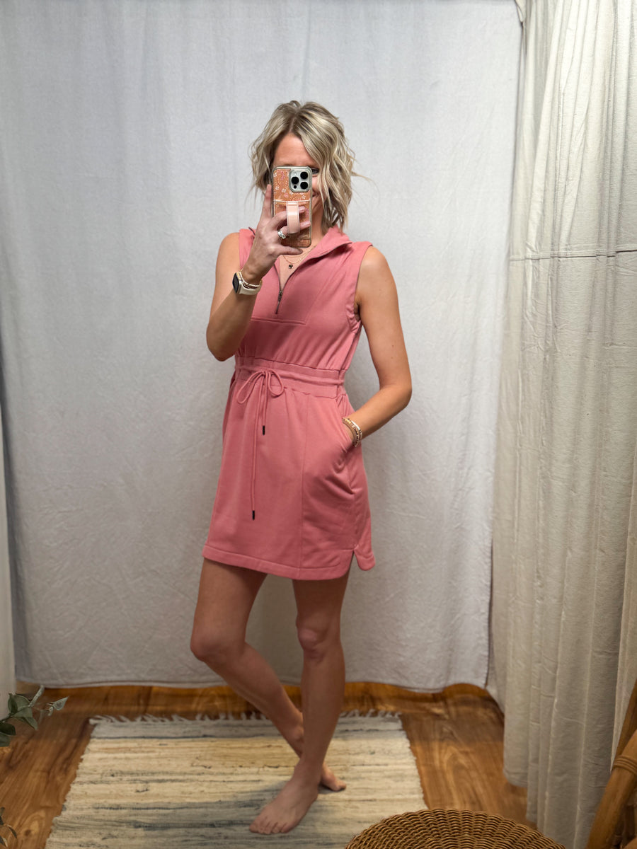 French Terry Drawstring Mini Dress