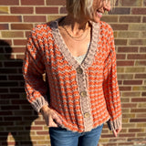 Button Down Textured Cardigan Sweater