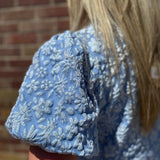 Floral Textured Balloon Sleeve Top