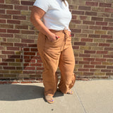 Plus Relaxed Stripe Barrel Pants w/Pockets