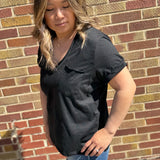 Zoie V-Neck Short Sleeve Top