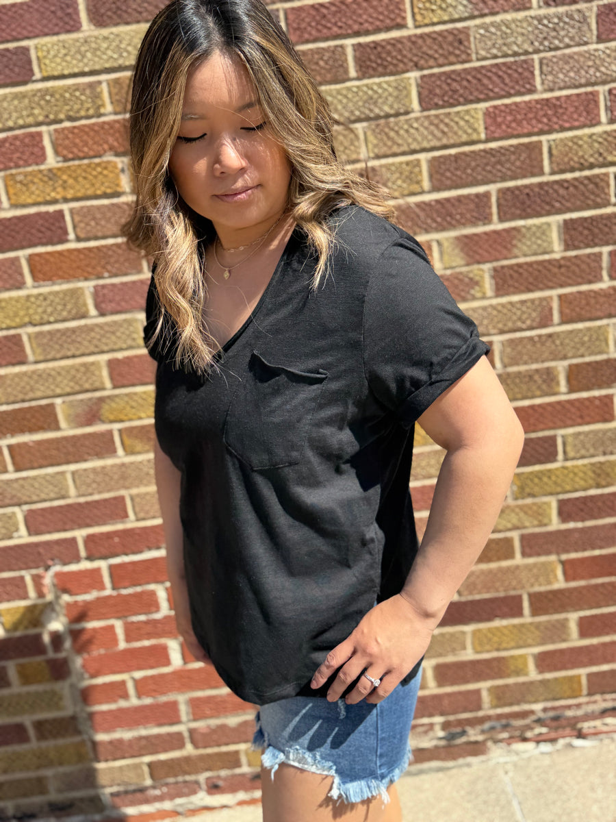Zoie V-Neck Short Sleeve Top