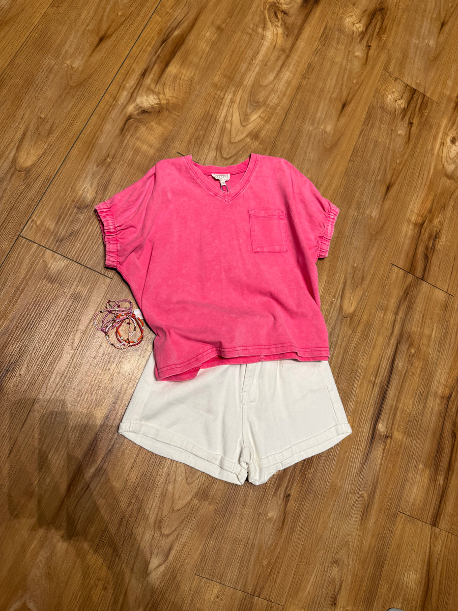 Girls V-Neck Pocket Tee