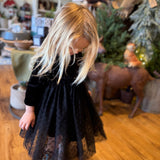 Kids Black Velvet Tutu Dress
