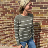 Striped Stitch Textured Pullover Sweater