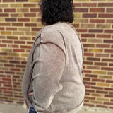 Plus Acid Wash Double Ribbed Pullover