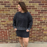 Luxe Corded Cropped w/Side Slit Crew