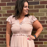 Plus Smocked Ruffle Tiered Midi Dress