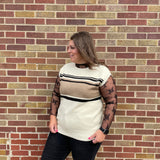 Cream Stripe Sweater Vest