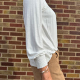 Smocked Knit Top w/Ruffle Sleeve