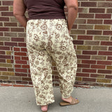 Plus Floral Printed Cropped Straight Pant