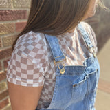 Checker Board Mesh SS Top
