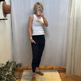 Nylon Ribbed Leggings w/Side Pocket