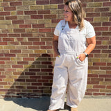 Plus Pinstriped Barrel Leg Overalls