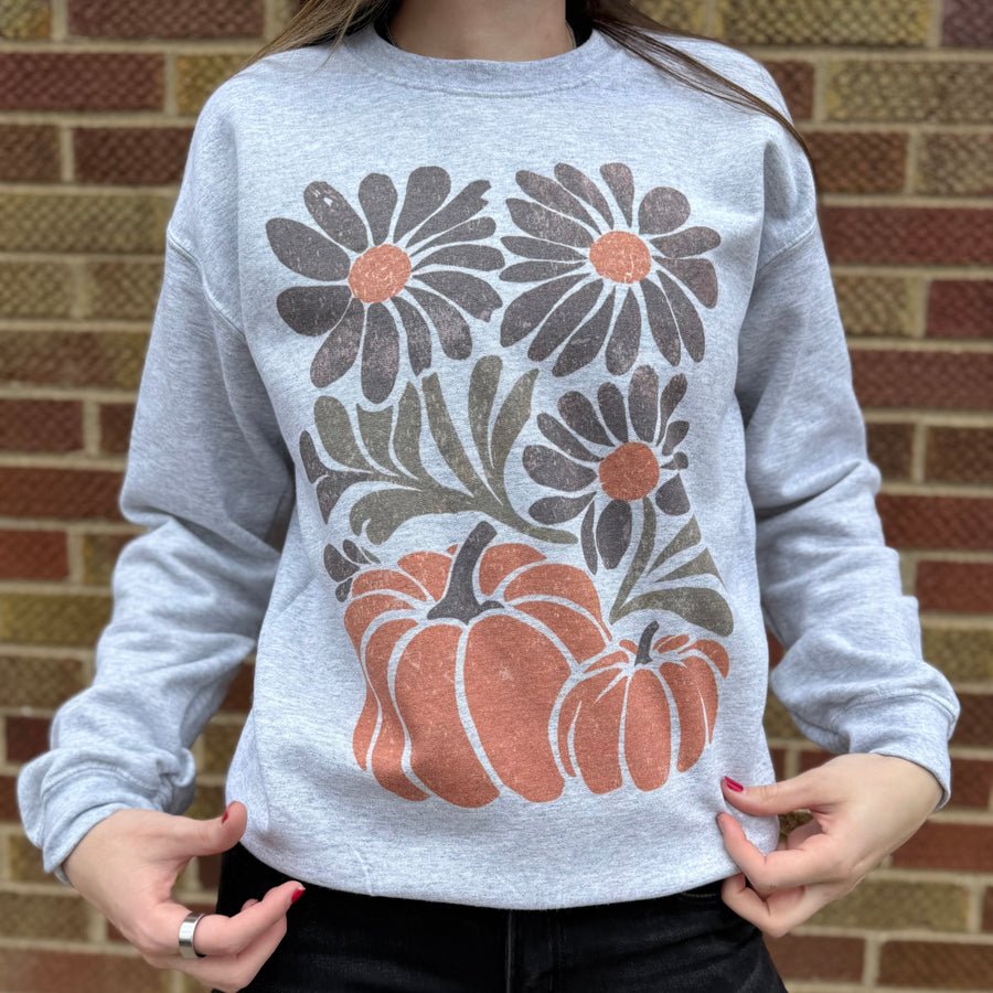 Retro Pumpkins & Flowers Crewneck