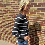 Waffle Stripe Pullover Sweater