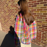 Vintage Plaid Quilted Jacket w/Pockets