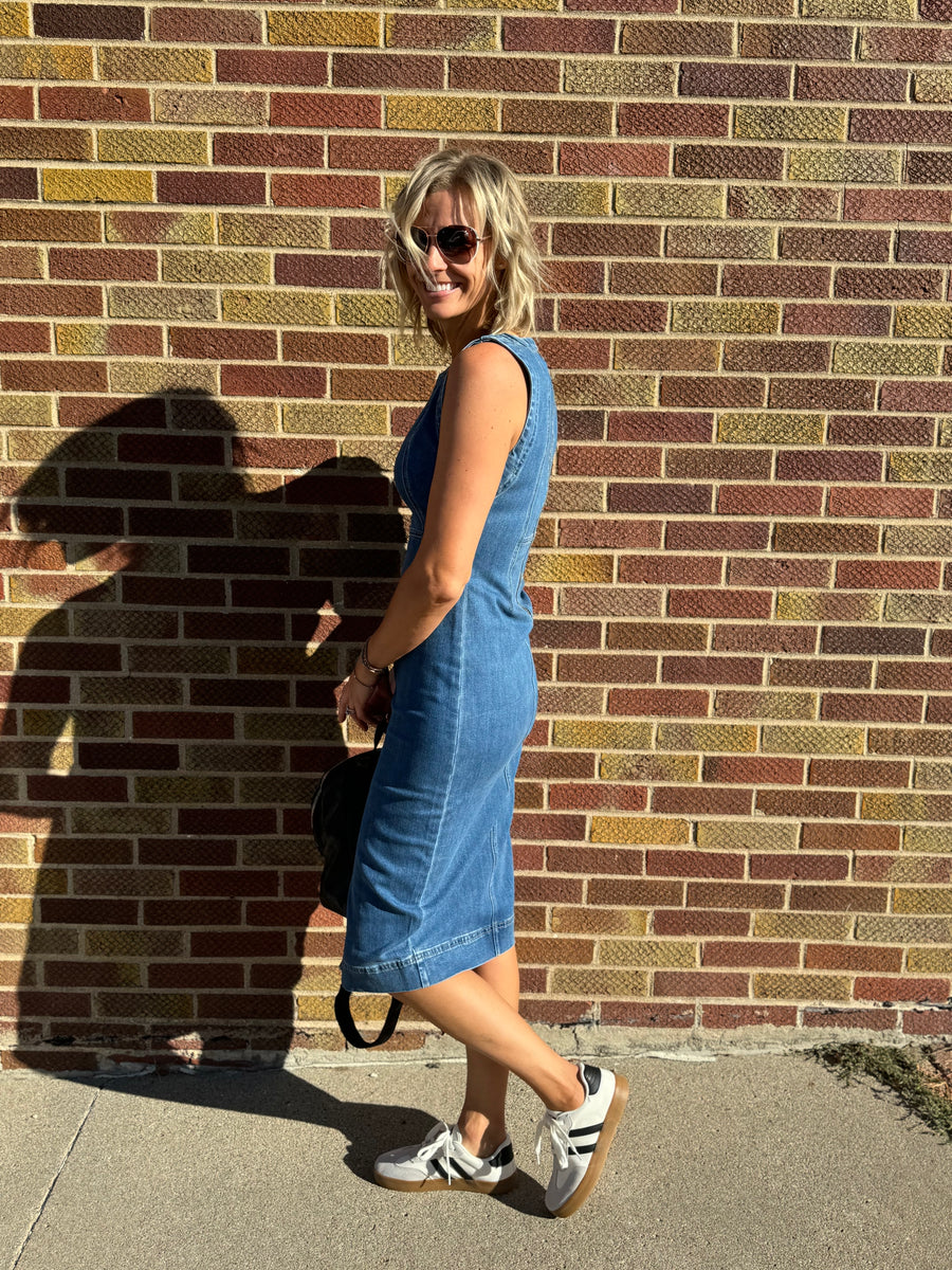 Sleeveless Denim Midi Dress