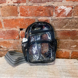 Clear Sling Bag with Front Zipper Pocket & Side Mesh Pocket