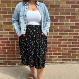 Plus Ditsy Woven Pocket Midi Skirt