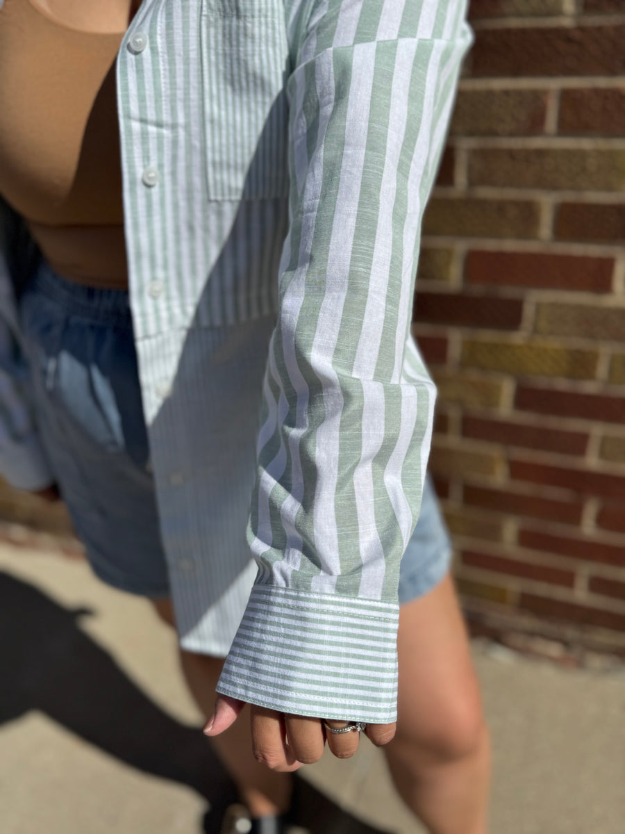 Multi Stripe Button Up Shirt
