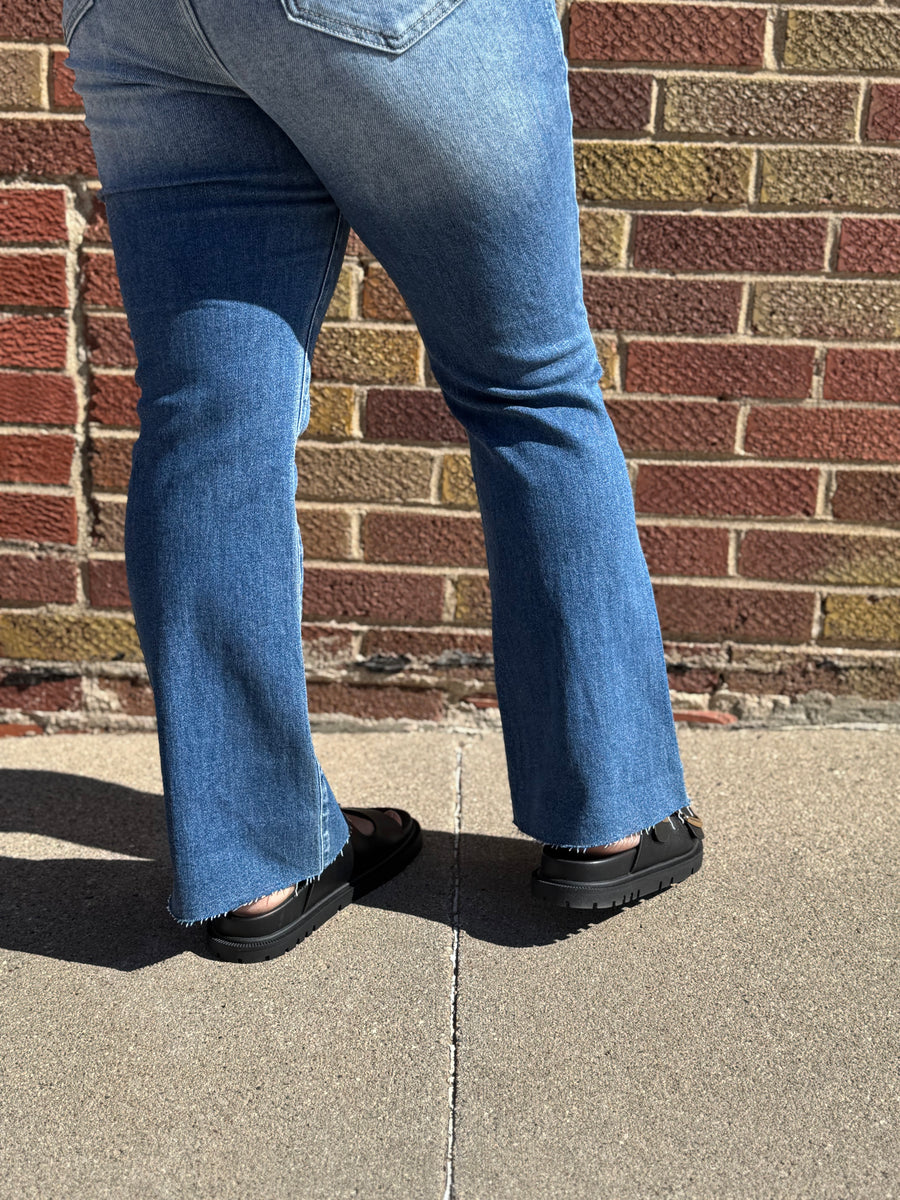 High Rise Crop Flare Cello Jeans