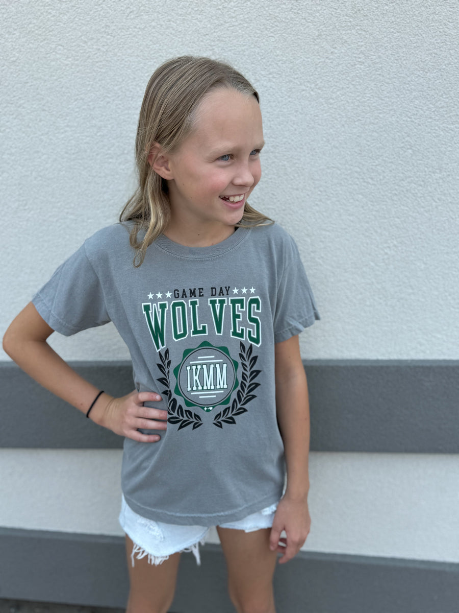 IKM-Manning Wolves Youth Wreath Team Monogram Spirit Tee