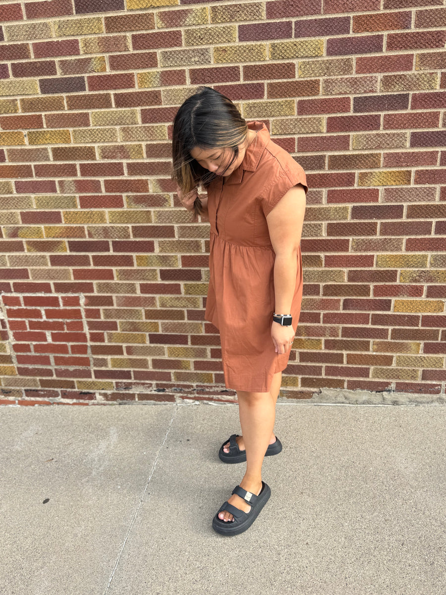Collared Brick Mini Dress