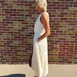 Layered Vest Linen Maxi Dress