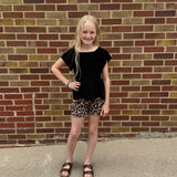 Girls Black Shirred Top