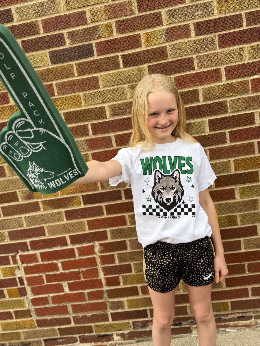 Youth Checkered Wolves Mascot Tee
