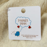 Gold Red Heart Stud Earring
