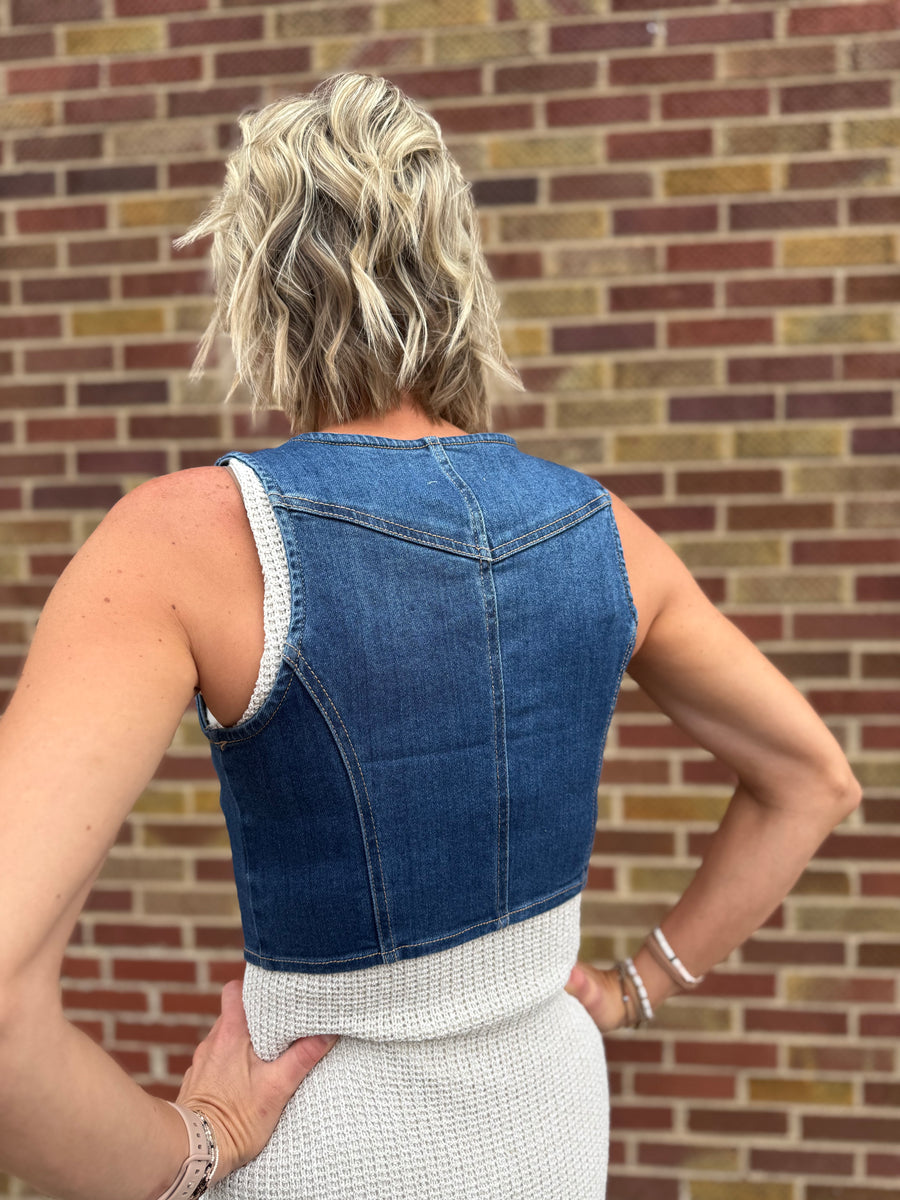 Crop Denim Risen Vest