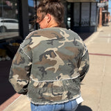 Camo Printed Tiered Ruffled Top