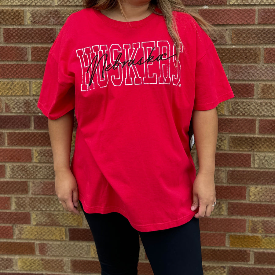 Nebraska Owen Outline Oversized Tee