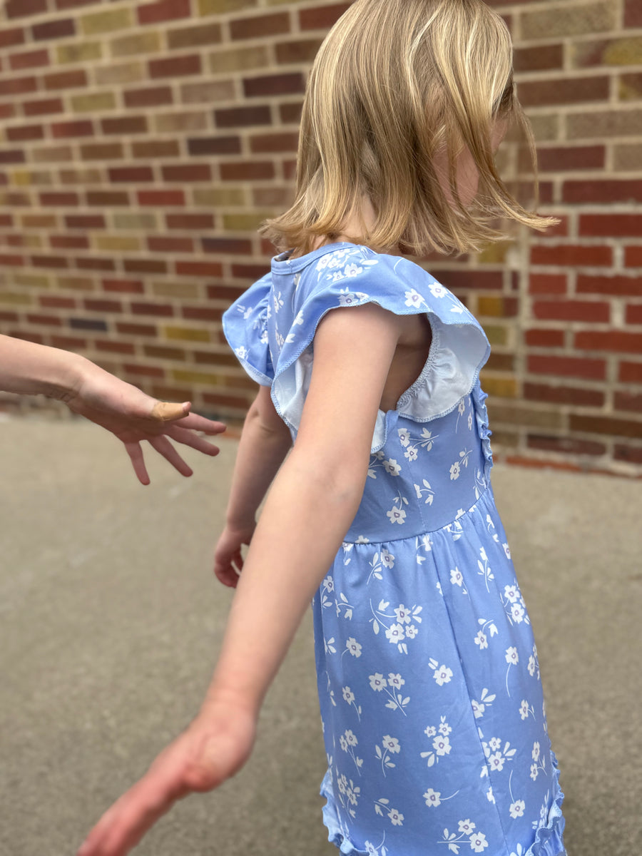Girls Periwinkle Dainty Flower Dress