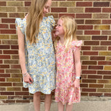 Girls Floral Ruffle Sleeve Tiered Dress