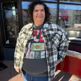 Plus Oversize Checkered Casual Shacket